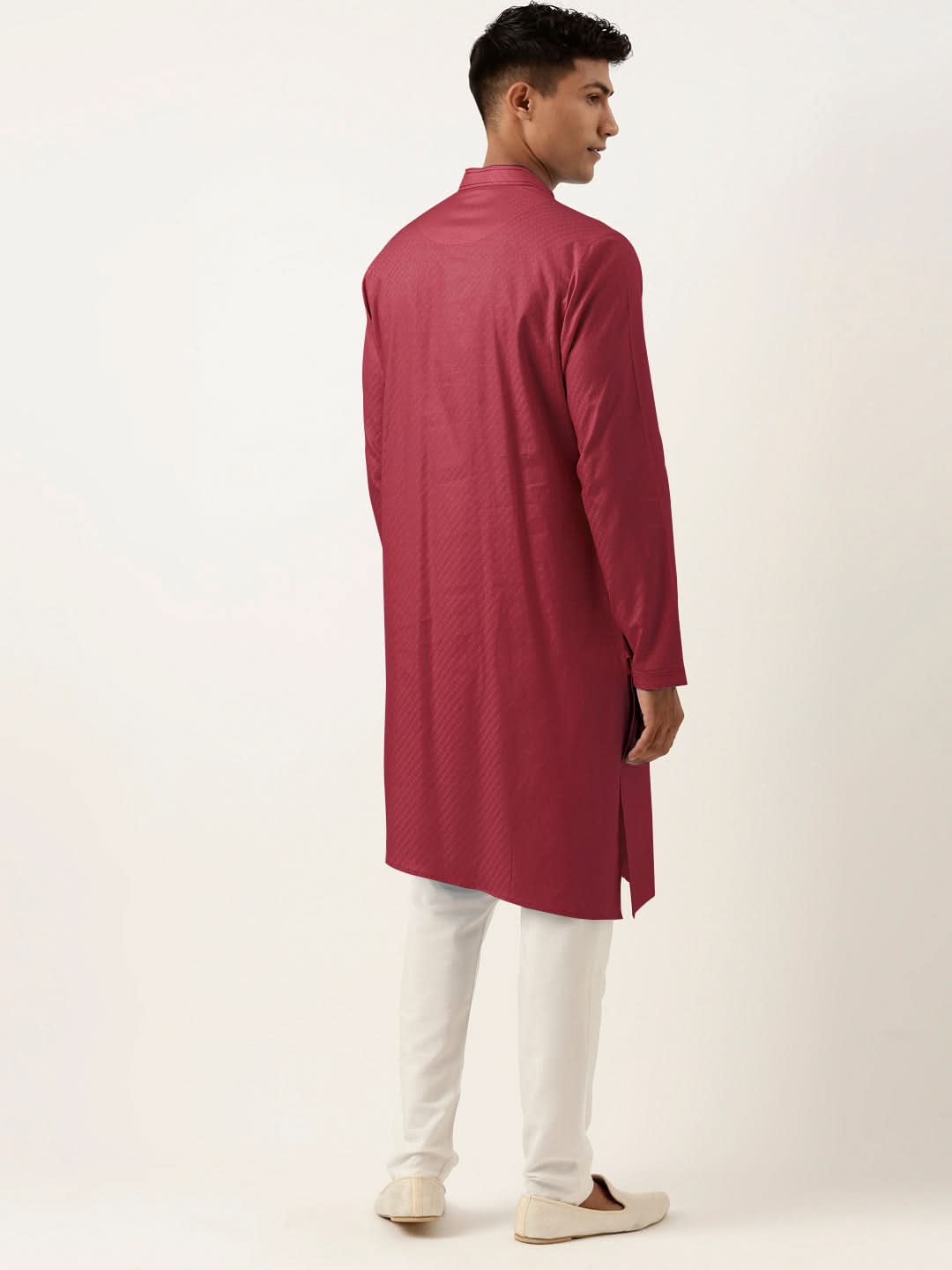 Scarlet Red Asymmetrical  Cotton Kurta Set