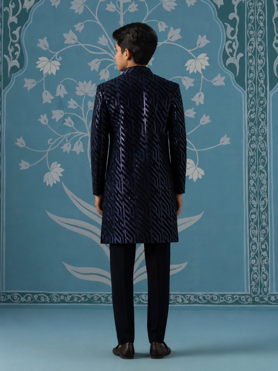 Dark Blue Imported Fabric Jacket Set