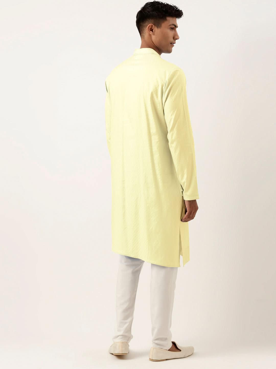 Lemon yellow Asymmetrical  Cotton Kurta Set