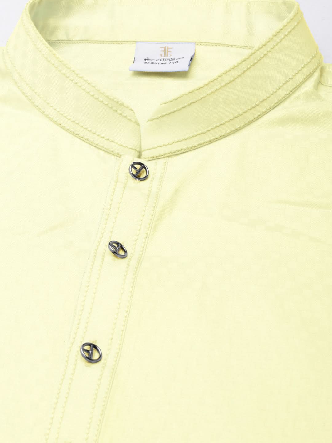 Lemon yellow Asymmetrical  Cotton Kurta Set
