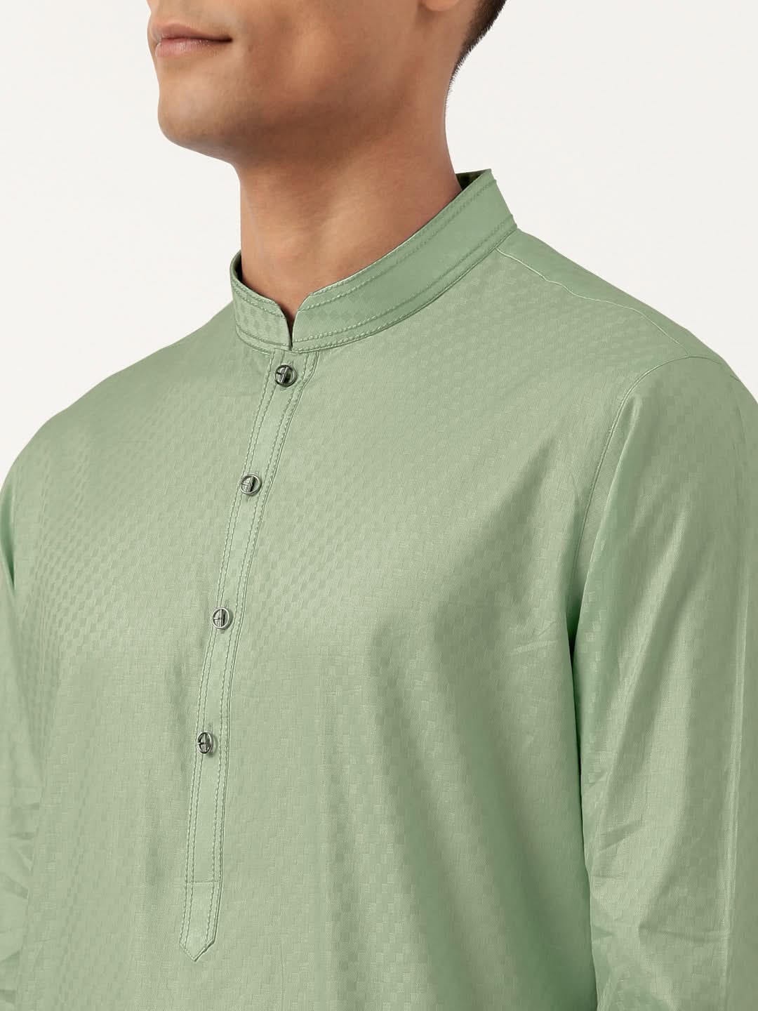Light Green Asymmetrical  Cotton Kurta Set