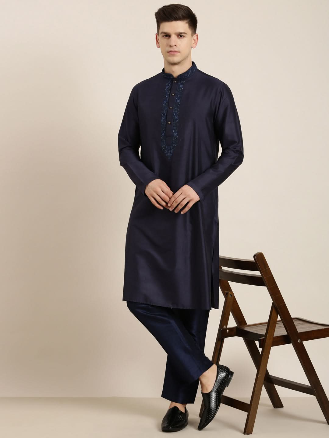 Navy  Dori Embroidery Kurta Set
