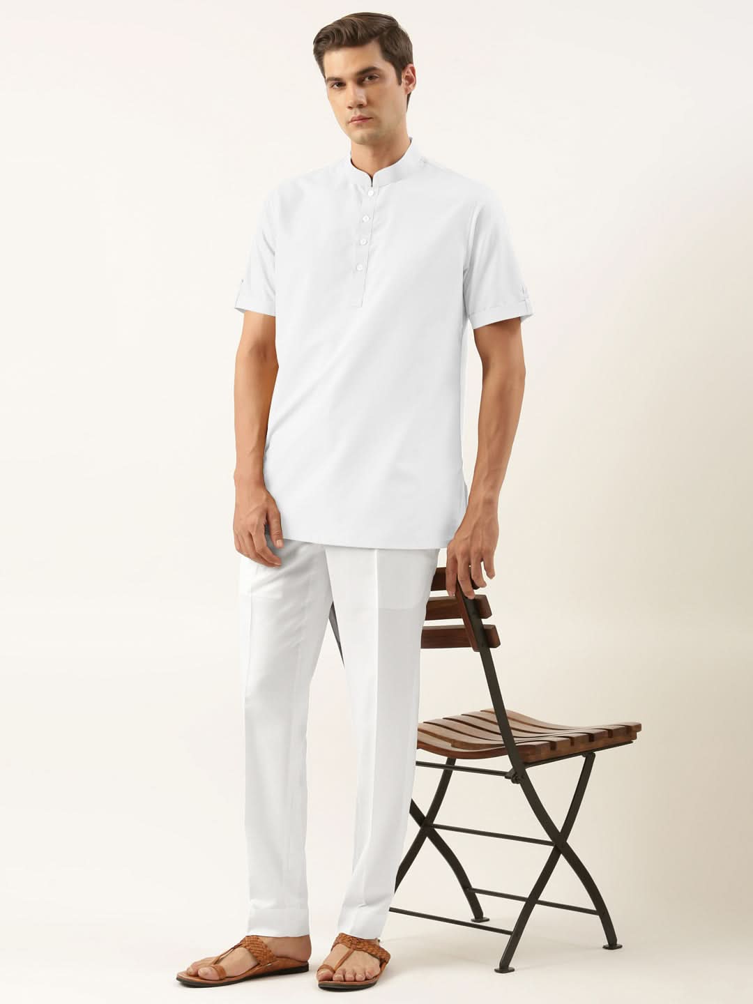 White Cotton Short Kurta Set