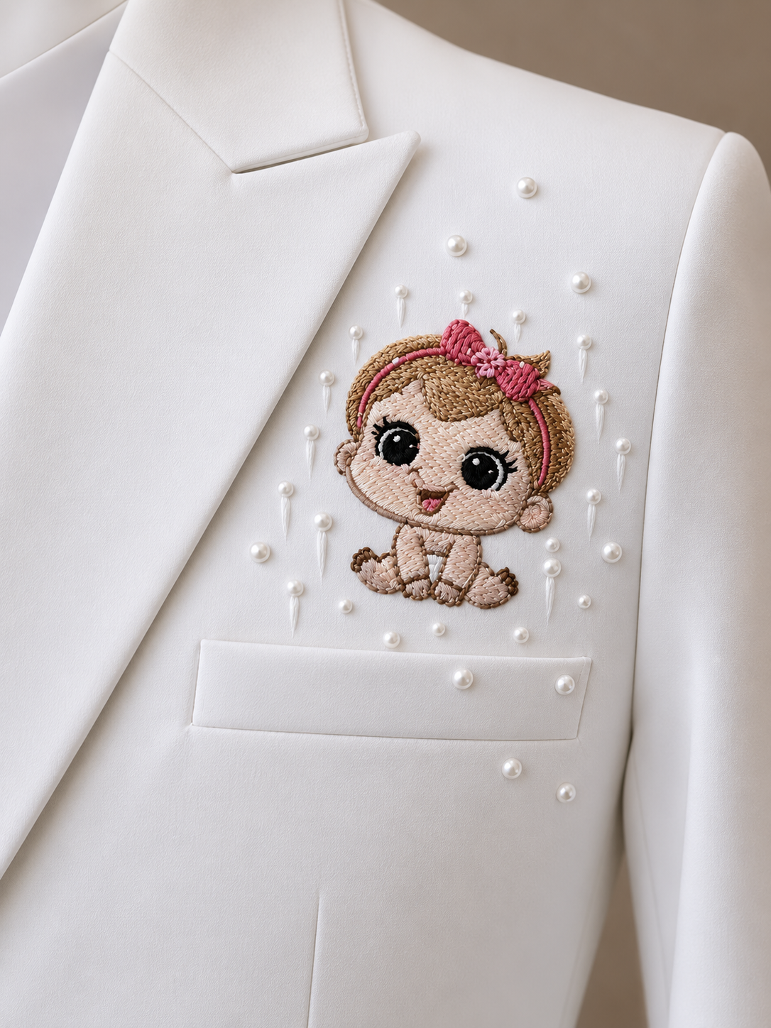 White Embroidered Double-Breasted Suit