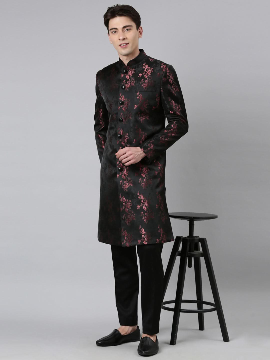 Black Wine Jacquard Indo  Set