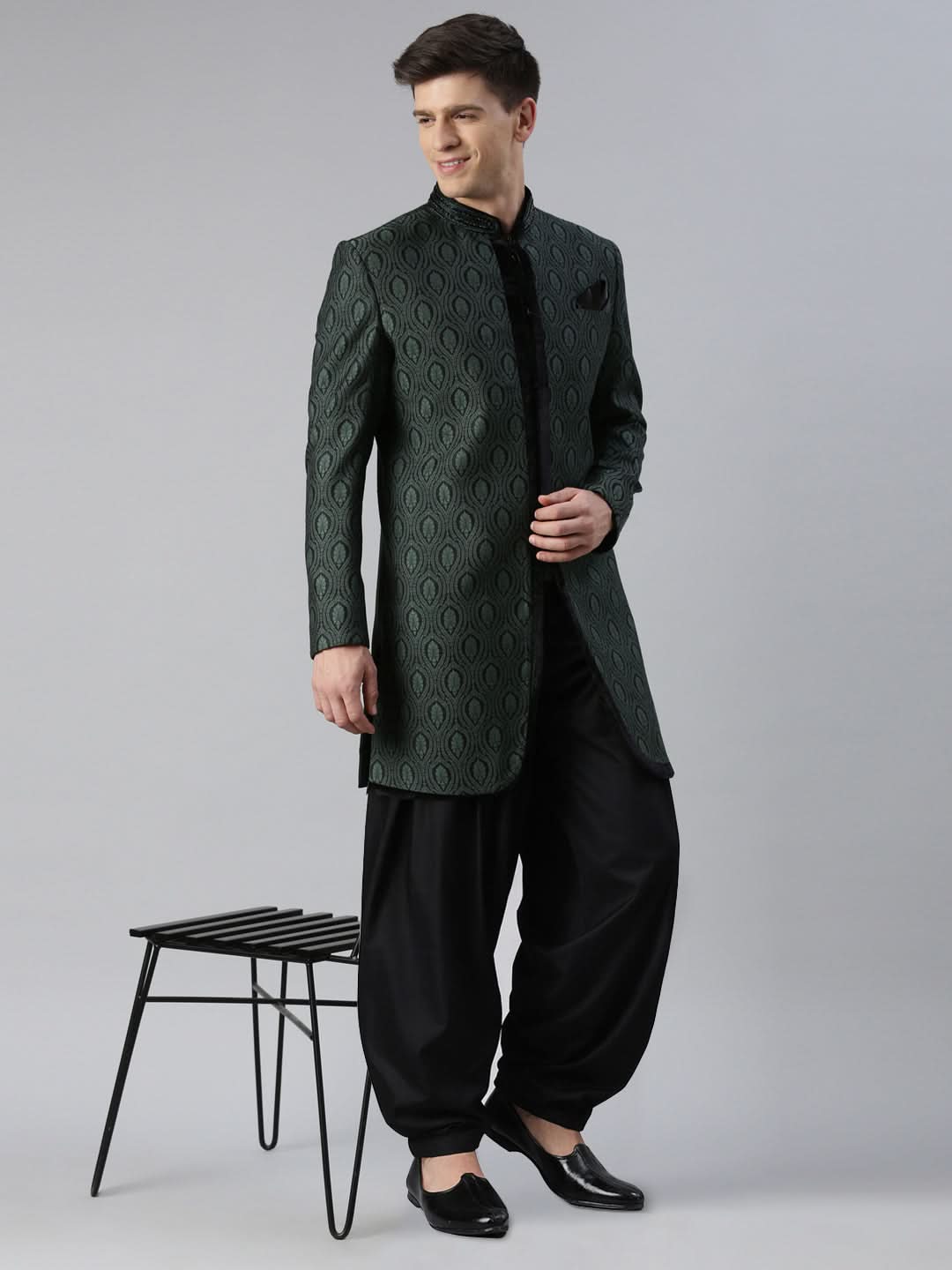 Green Black Indowestern With Salwar