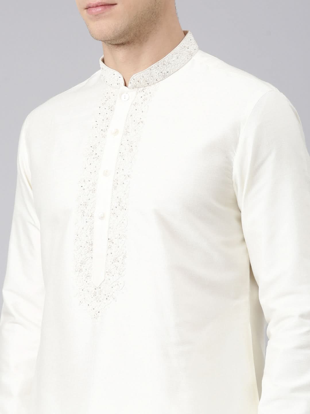 Cream Dori Embroidered  Kurta Set