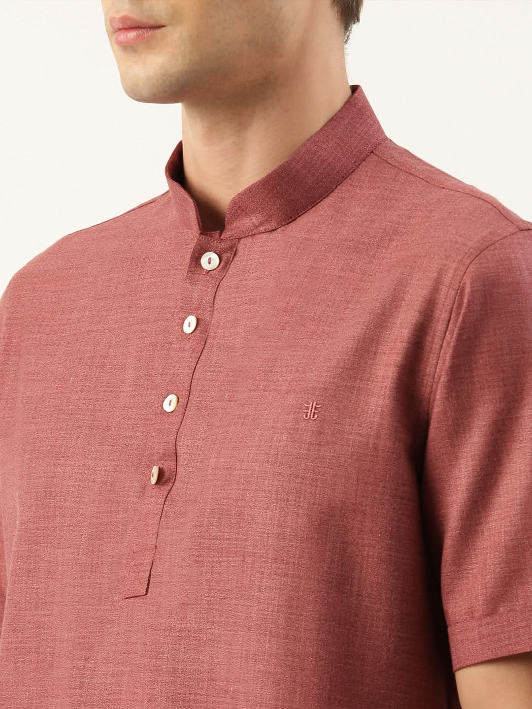 Maroon Cotton Short Kurta