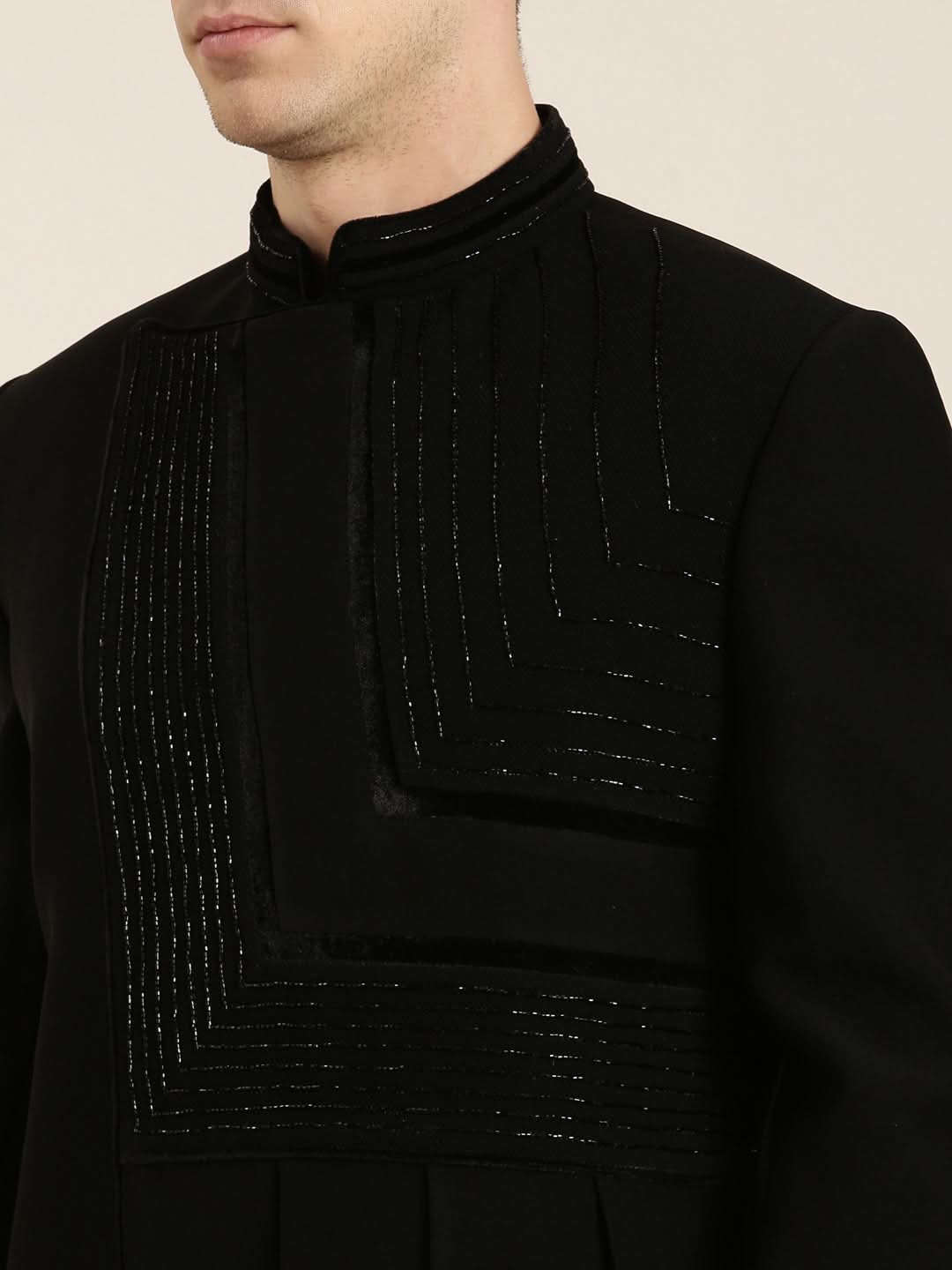 Black Draped  Embroidered  Indowestern