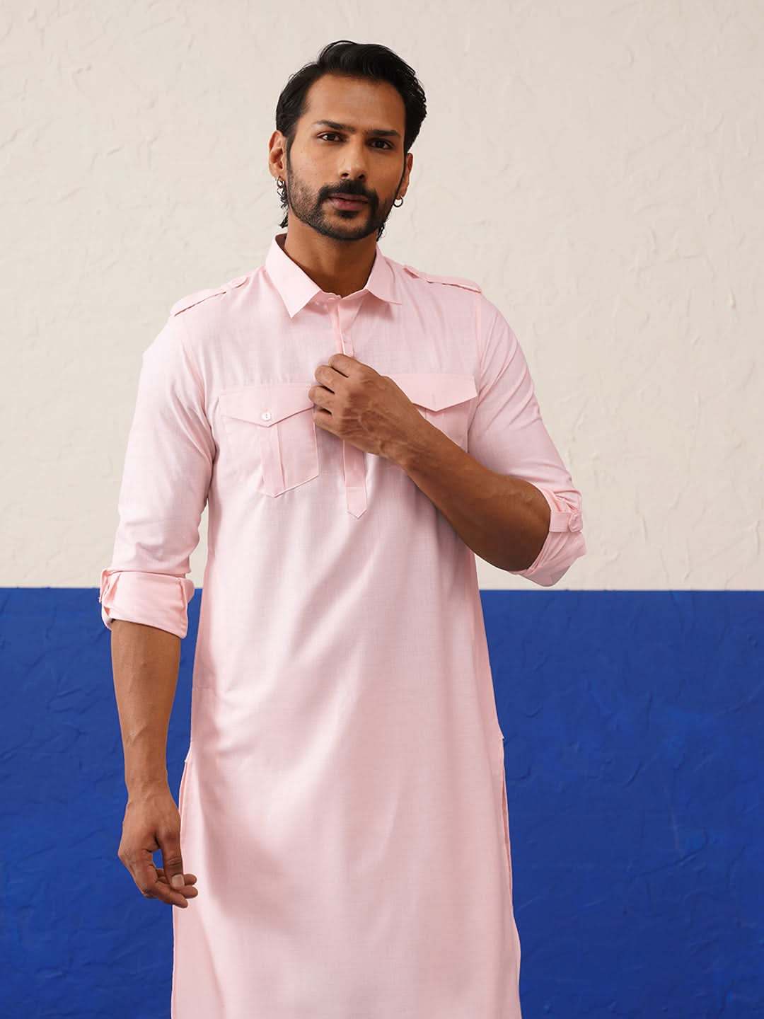 Baby Pink Pure cotton Pathani with Salwar
