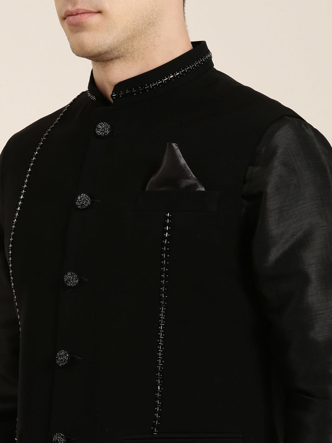 Black Jacket Kurta Set