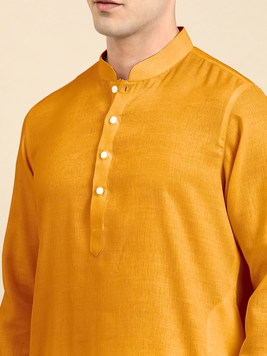 Mustard Twill Weave Cotton Kurta  Set