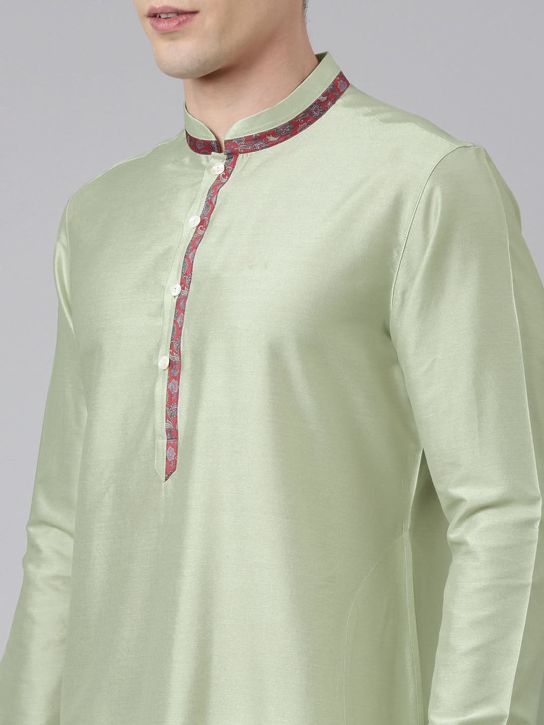 Red Printed Jacket With Kurta