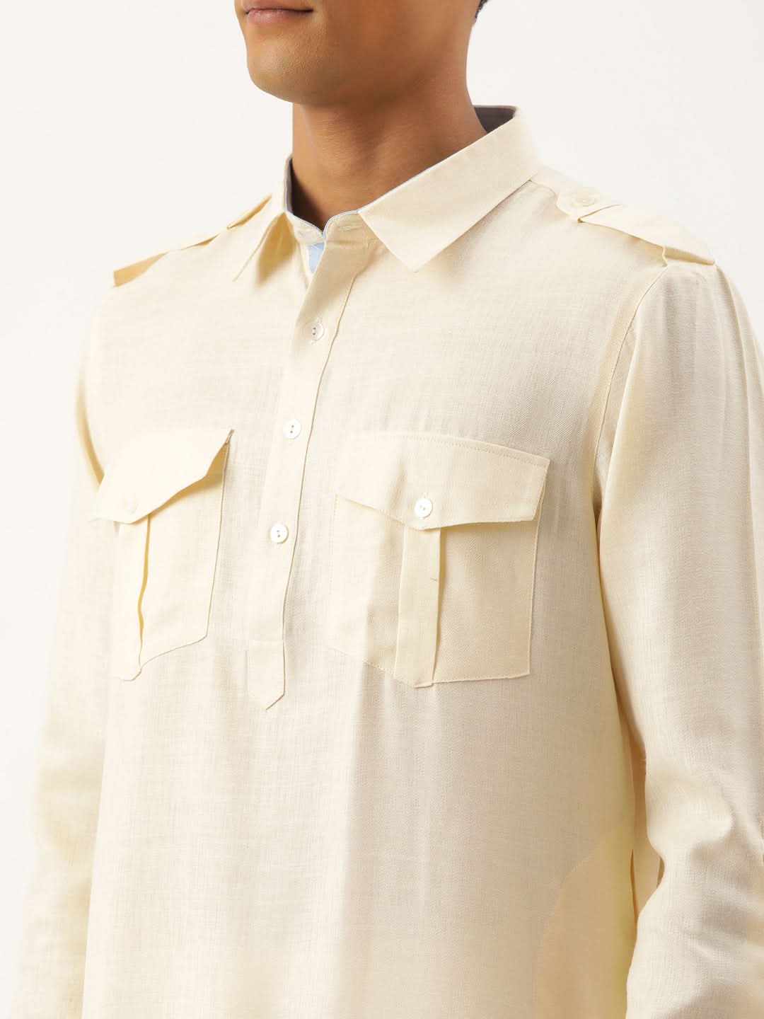 Cream Classic Premium Pathani Kurta Set