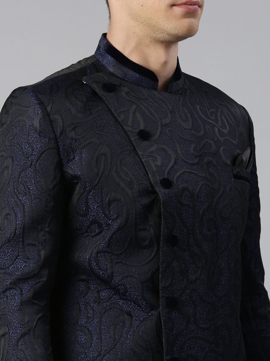 Blue Black Jacquard Indo  Set