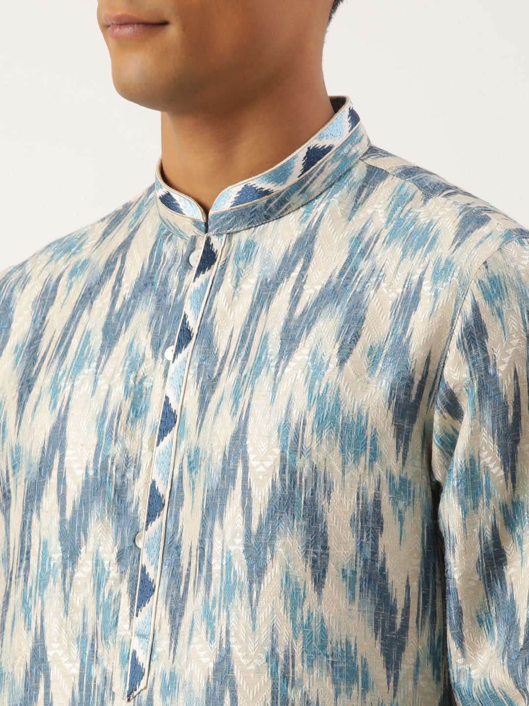Blue Ikat  Printed Kurta Set
