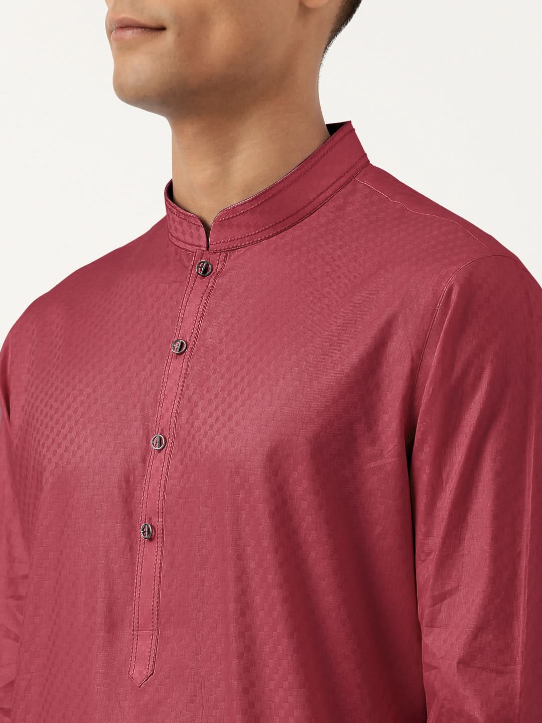 Scarlet Red Asymmetrical  Cotton Kurta Set