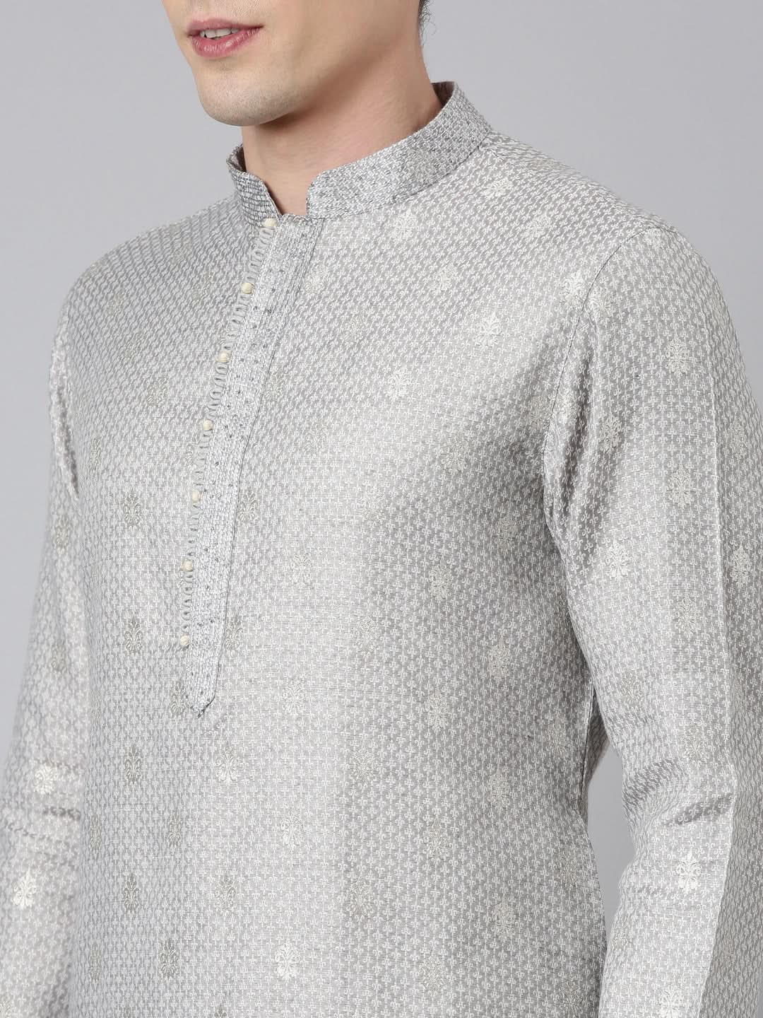 Grey Chanderi Kurta Set