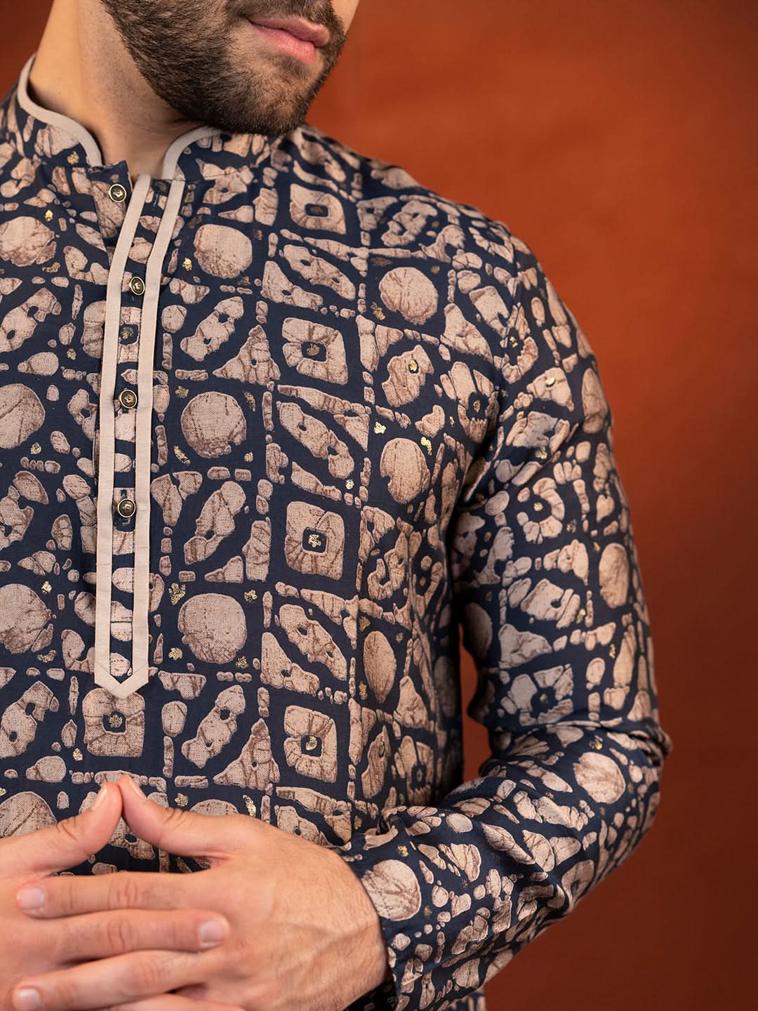 Midnight Blue Batik Print Kurta