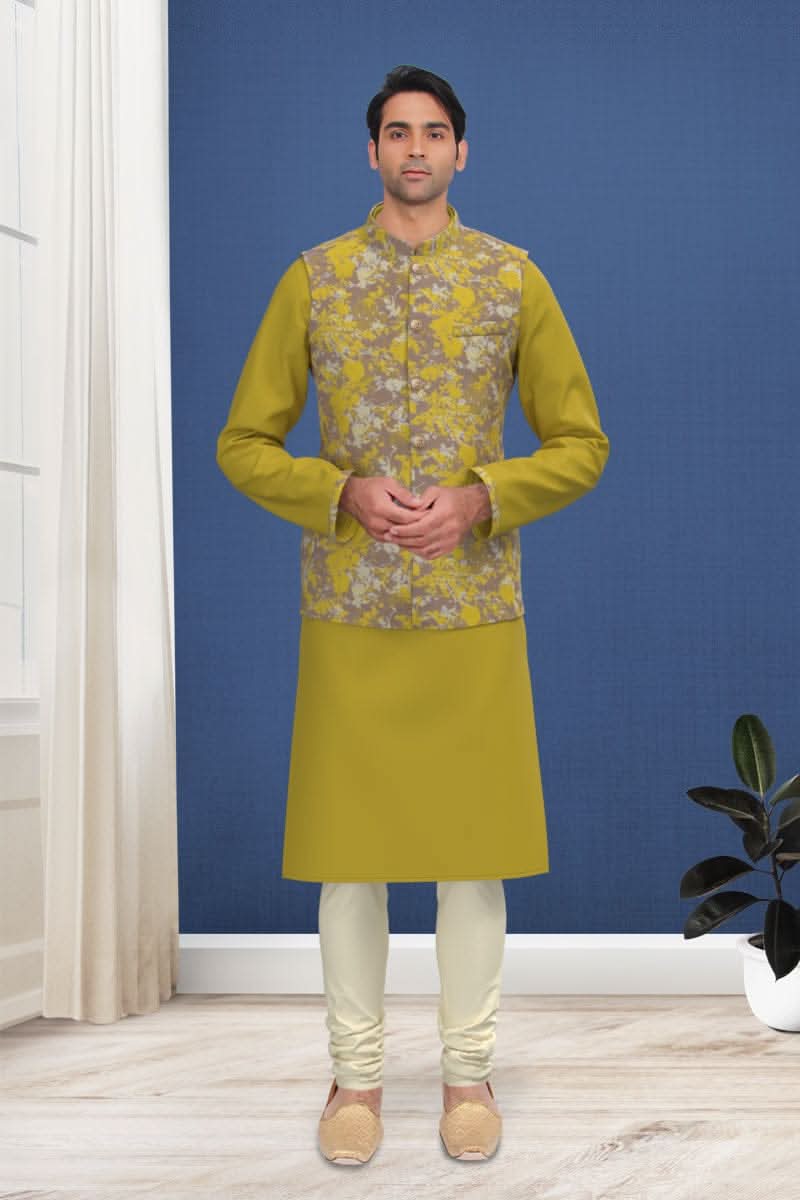 Yellow Floral Jacquard Jacket