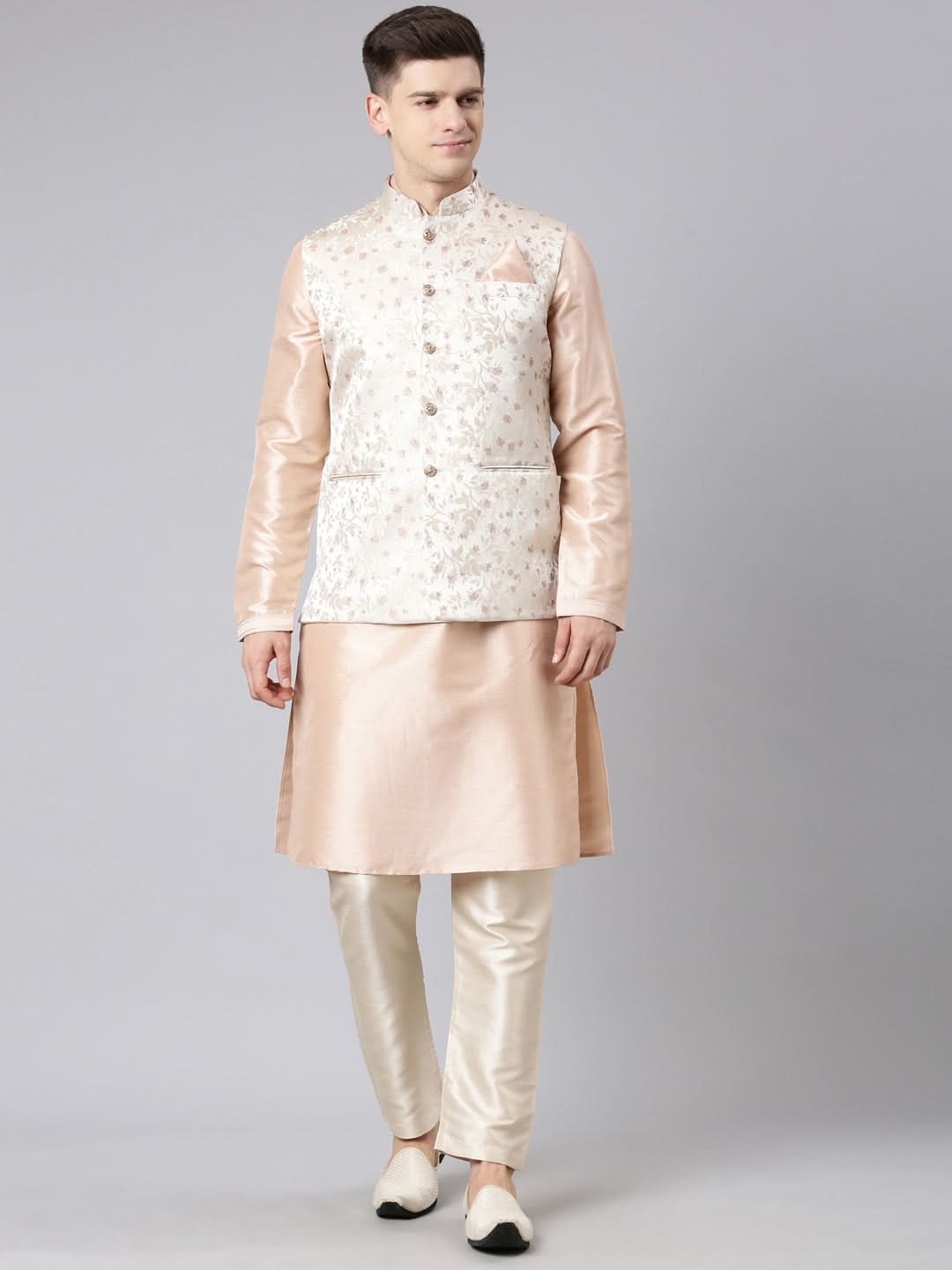 Peach Beige Jacquard Jacket