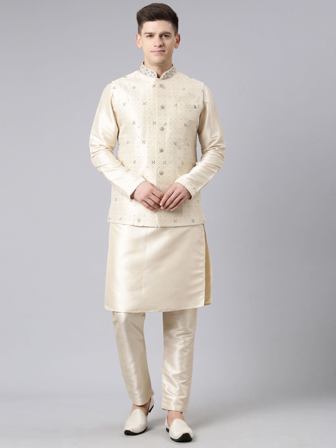 Ivory Gold Jacquard Jacket