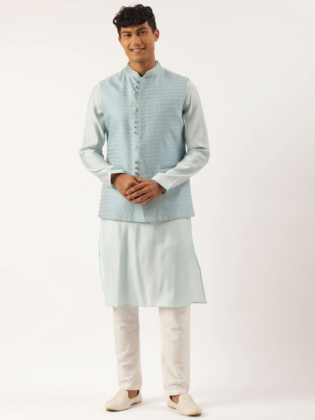 Light Blue Banarasi Jacquard Jacket