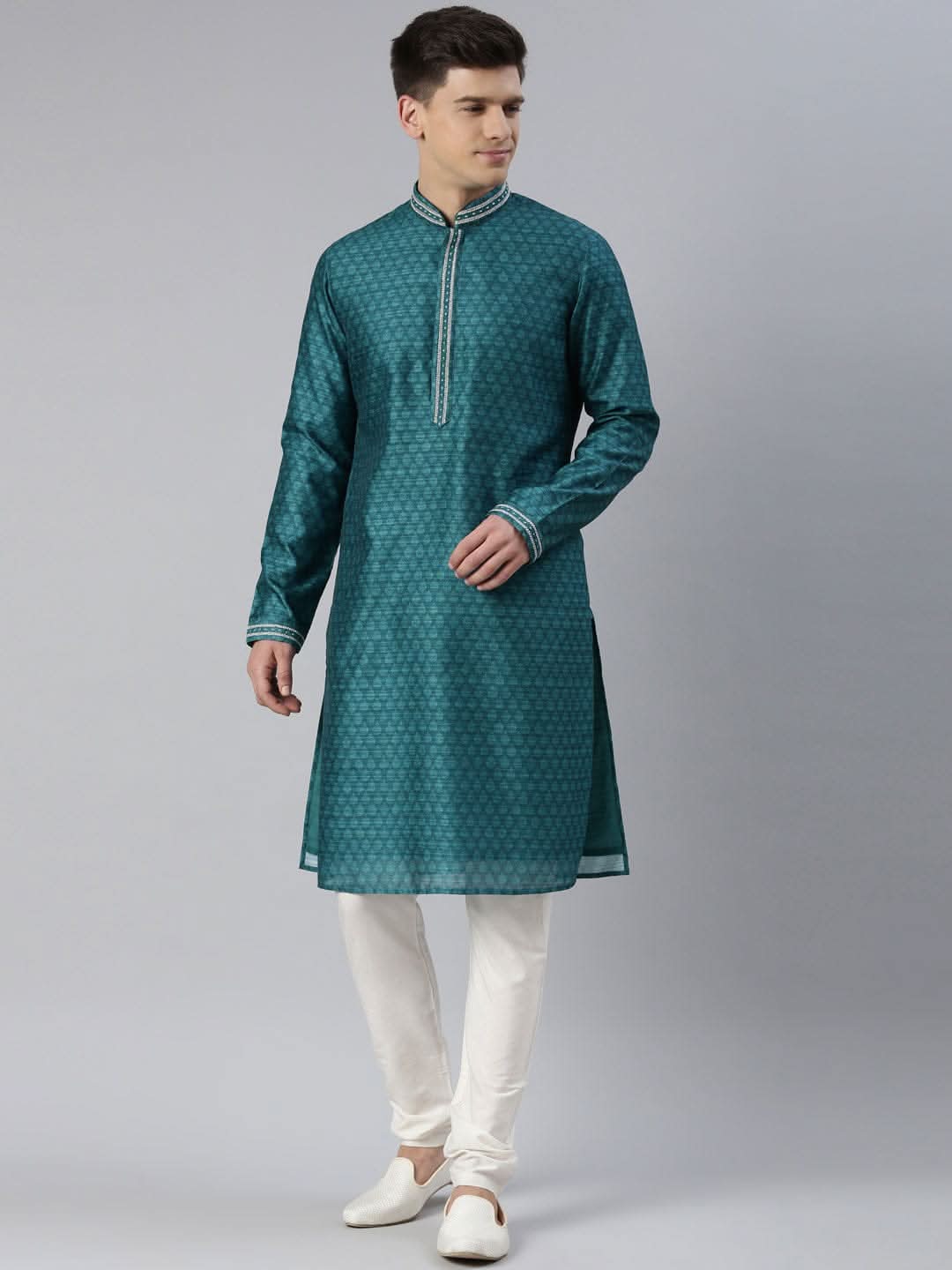 GREEN COTTON PRINTED KURTA SET