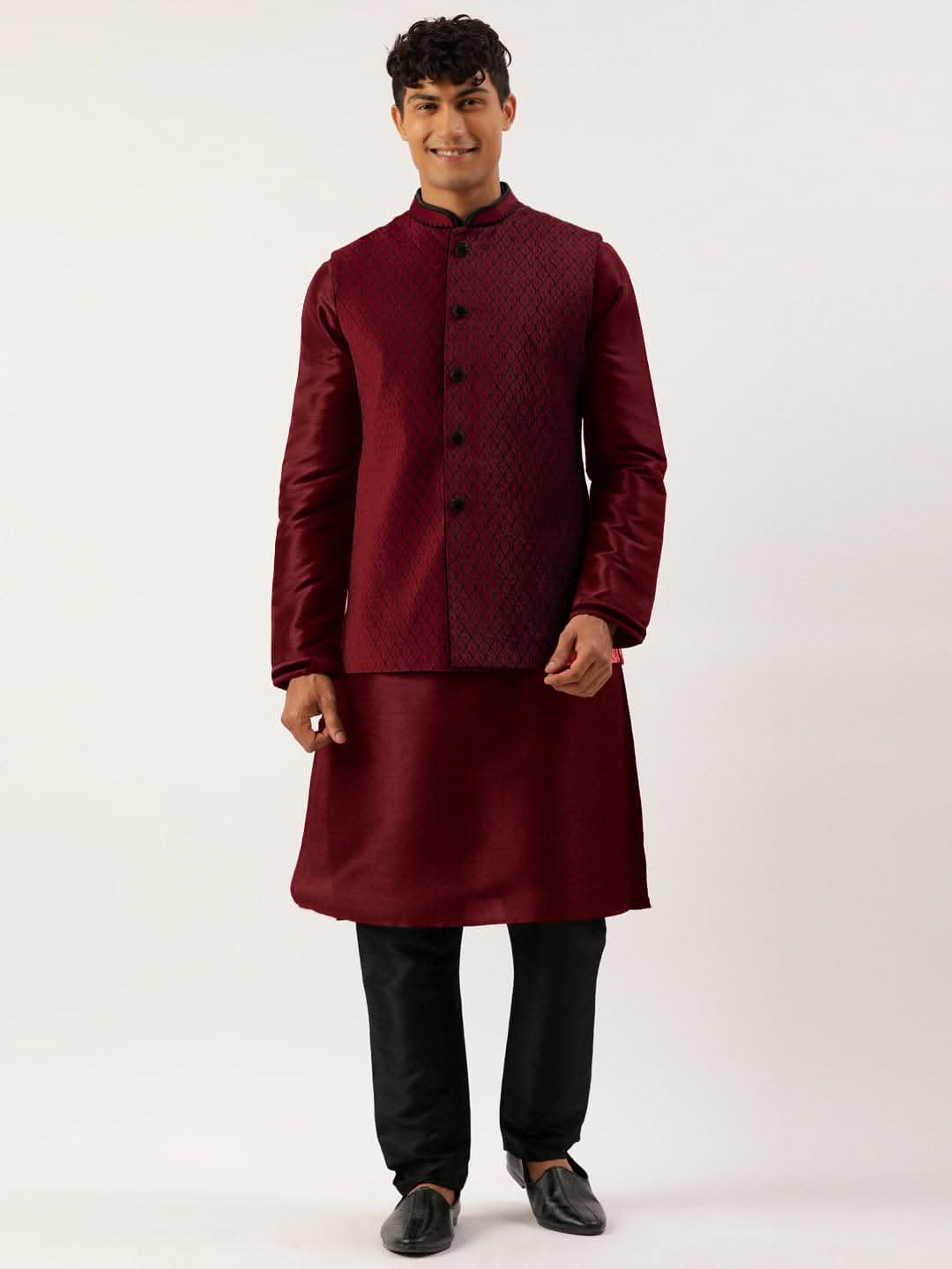 Maroon  Embroidered Jacket
