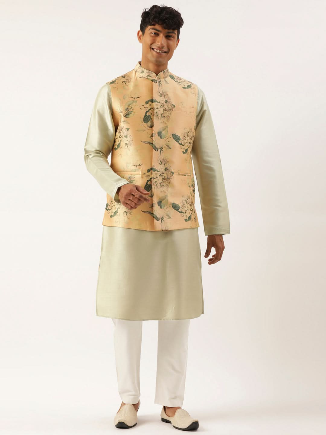 Beige Printed Cotton Jacket