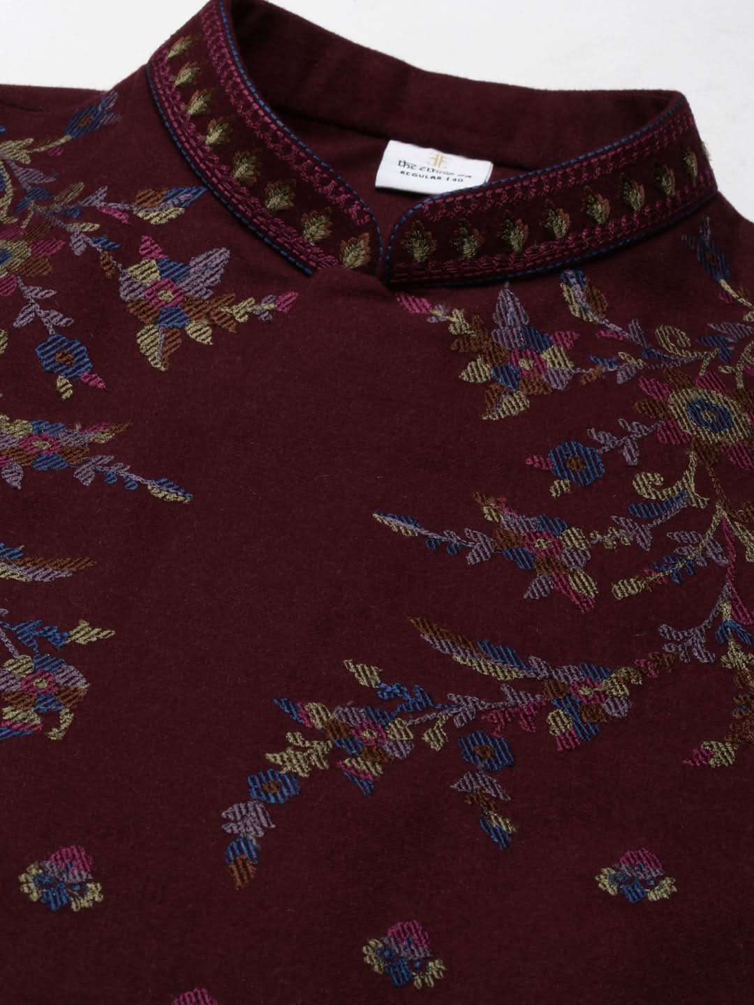 Maroon Pashmina embroidery Jacket