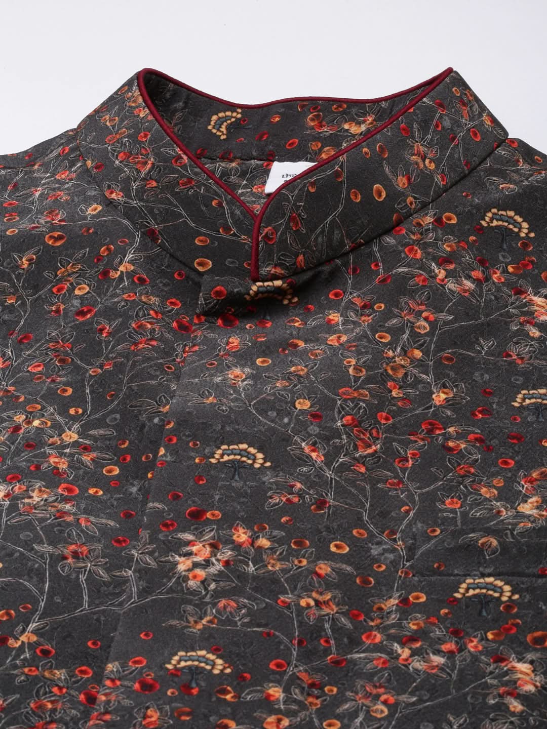 Charcoal Grey Printed Jacket