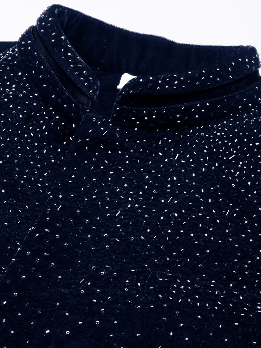 Blue Velvet Hand Embroidery Jacket