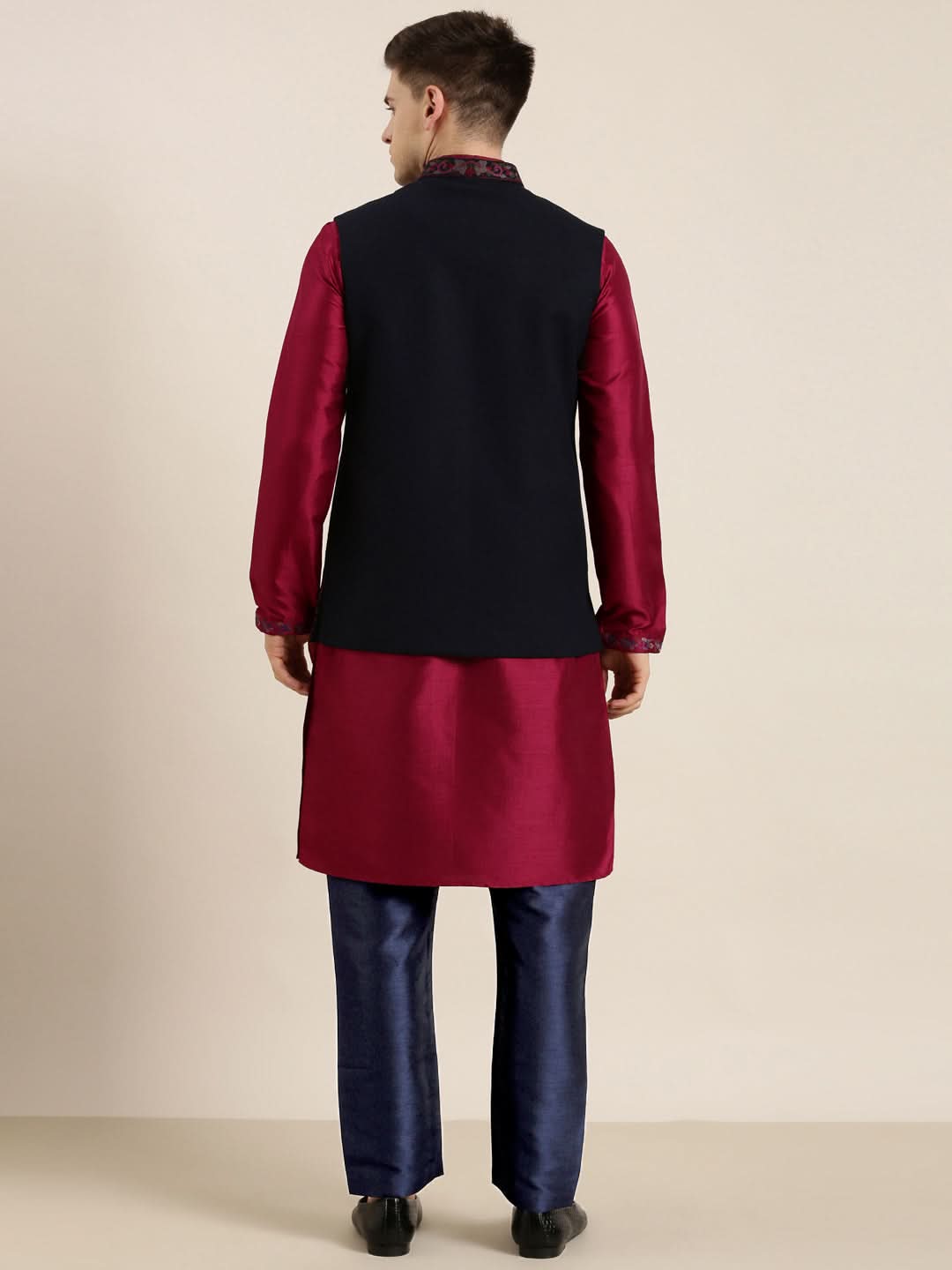 Navy Pashmina Embroidered Jacket