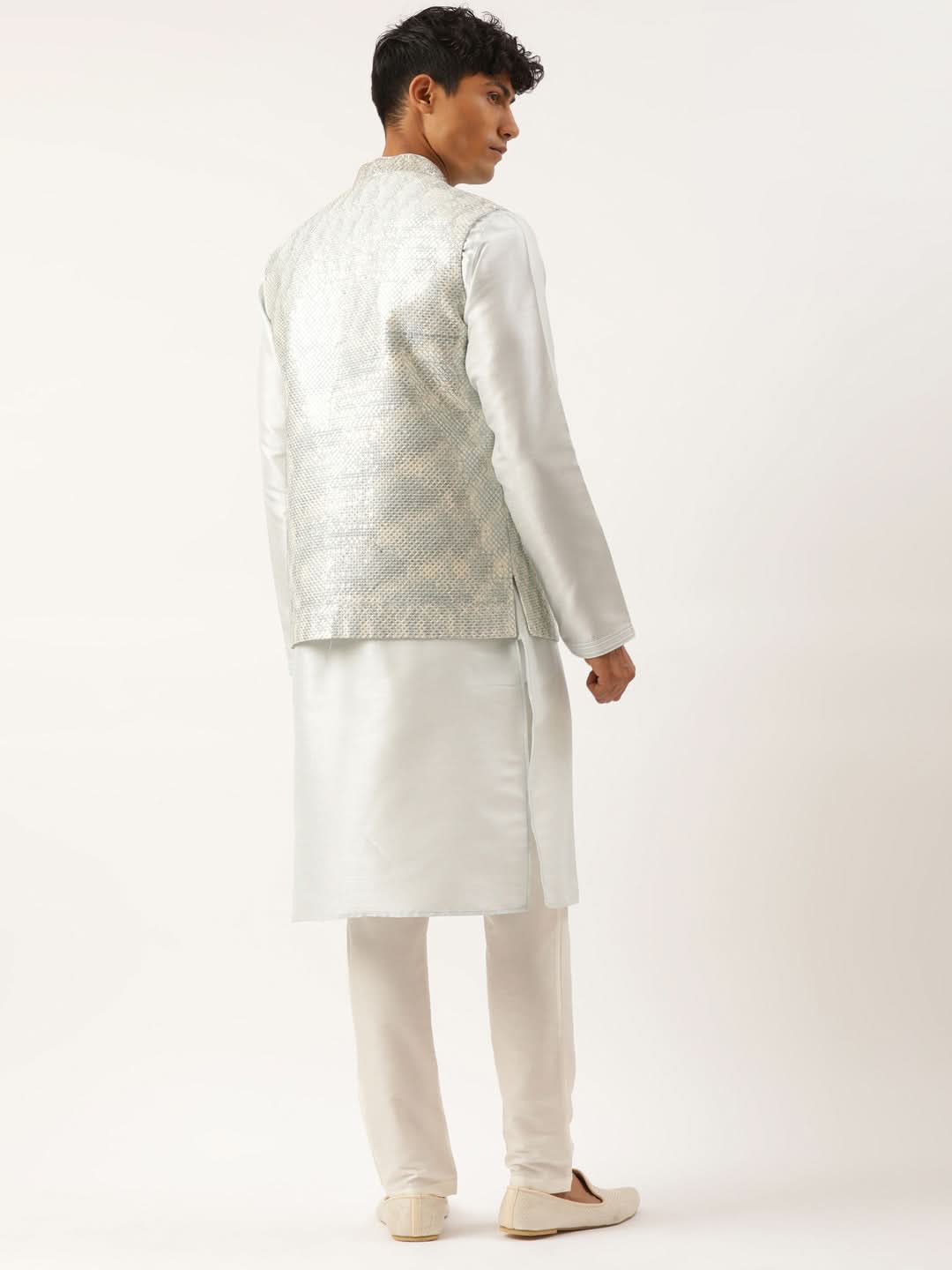 Sky Blue Sequin Embroidered Jacket