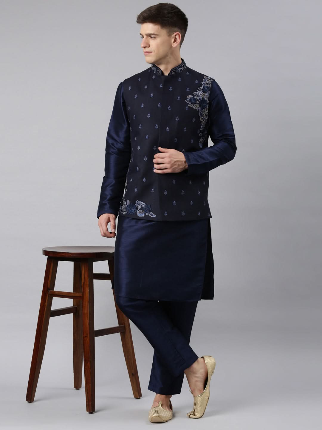 Navy Blue embroidered Jacket